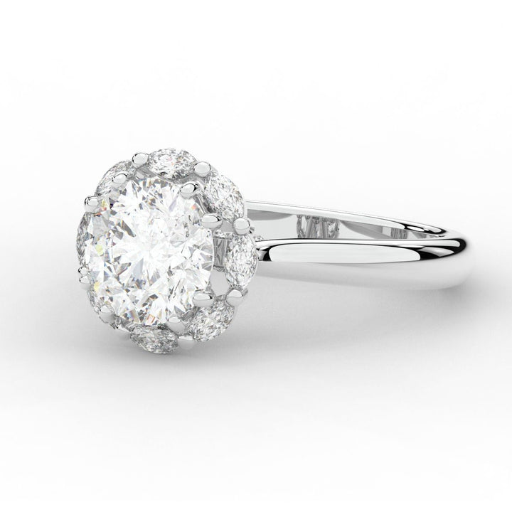 2.40CT.TW ROUND LAB DIAMOND HALO ENGAGEMENT RING - Nazarelle
