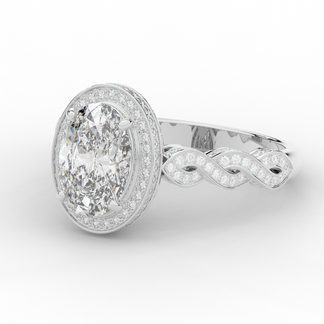3.10CT.TW OVAL LAB DIAMOND HALO ENGAGEMENT RING - Nazarelle