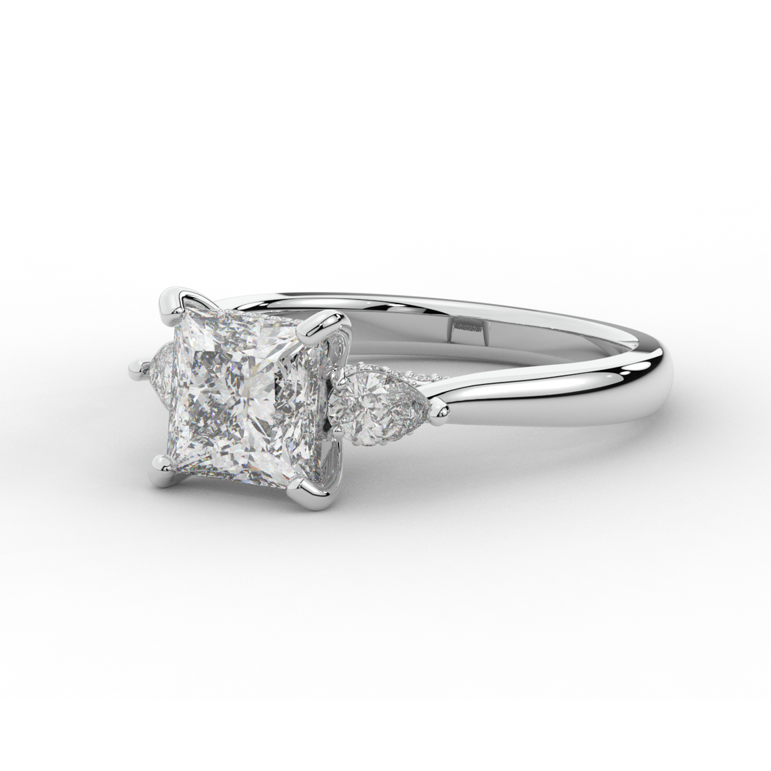 2.40CT.TW PRINCESS LAB DIAMOND 3 STONE ENGAGEMENT RING - Nazarelle