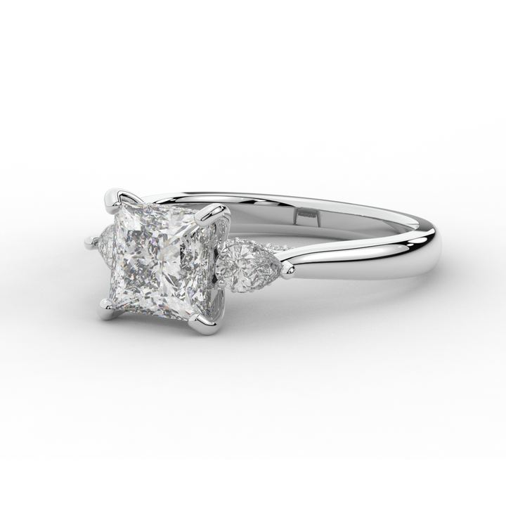 2.40CT.TW PRINCESS LAB DIAMOND 3 STONE ENGAGEMENT RING - Nazarelle