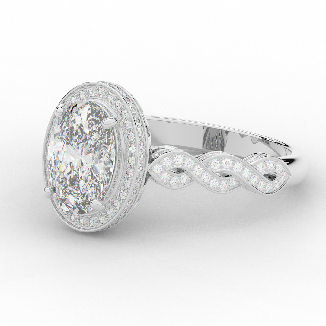 3.10CT.TW OVAL LAB DIAMOND HALO ENGAGEMENT RING - Nazarelle