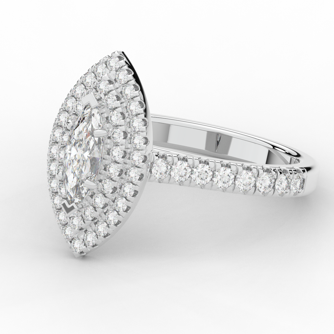 1.00CT.TW MARQUISE LAB DIAMOND HALO ENGAGEMENT RING - Nazarelle