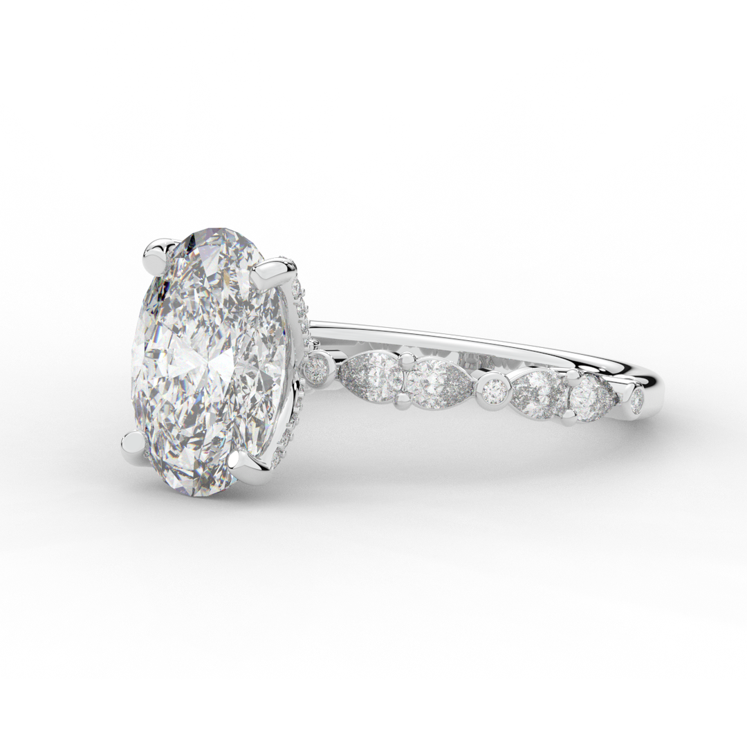 3.60CT.TW OVAL LAB DIAMOND SOLITAIRE ENGAGEMENT RING - Nazarelle