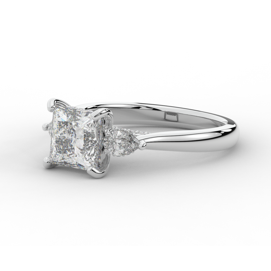 2.40CT.TW PRINCESS LAB DIAMOND 3 STONE ENGAGEMENT RING - Nazarelle