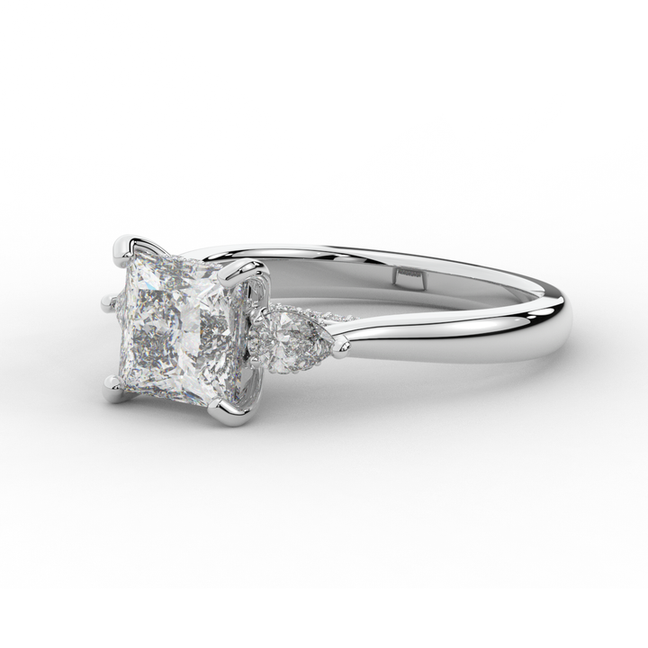 2.40CT.TW PRINCESS LAB DIAMOND 3 STONE ENGAGEMENT RING - Nazarelle
