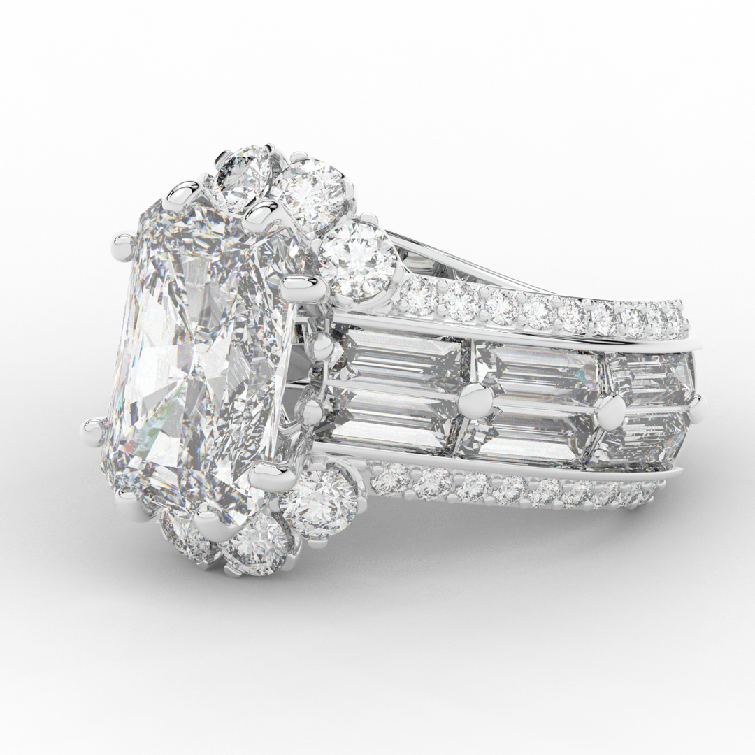 8.25CT.TW RADIANT LAB DIAMOND HALO ENGAGEMENT RING - Nazarelle