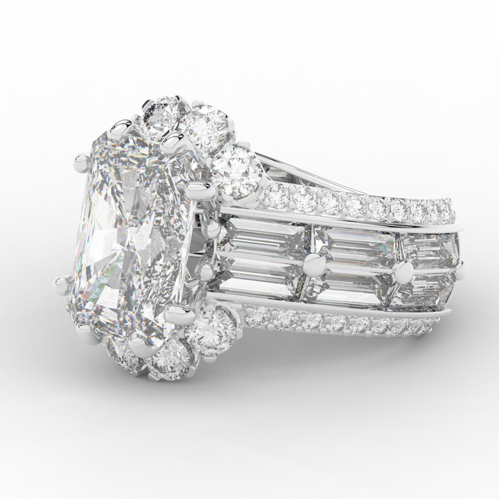 8.25CT.TW RADIANT LAB DIAMOND HALO ENGAGEMENT RING - Nazarelle