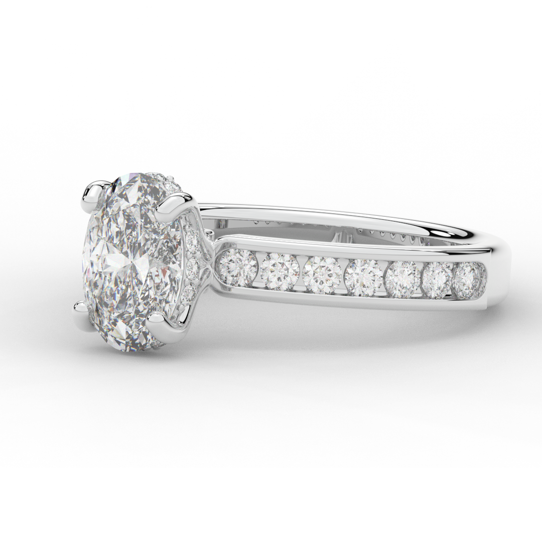 1.95CT.TW OVAL LAB DIAMOND UNDERHALO ENGAGEMENT RING - Nazarelle