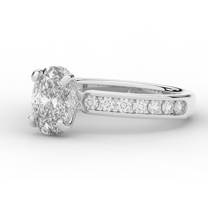 1.95CT.TW OVAL LAB DIAMOND UNDERHALO ENGAGEMENT RING - Nazarelle