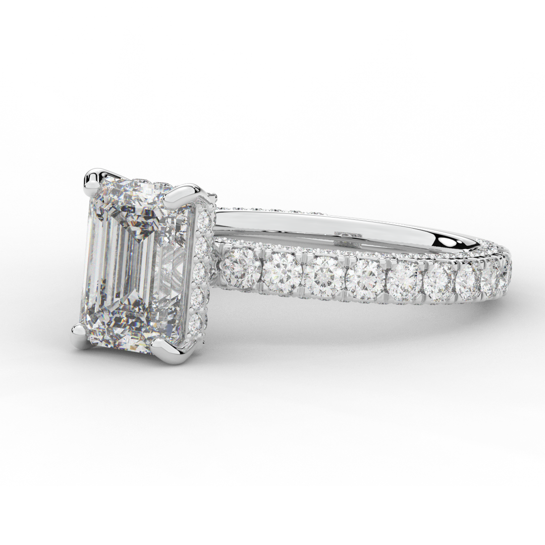 3.00CT.TW EMERALD CUT LAB DIAMOND ENGAGEMENT RING - Nazarelle