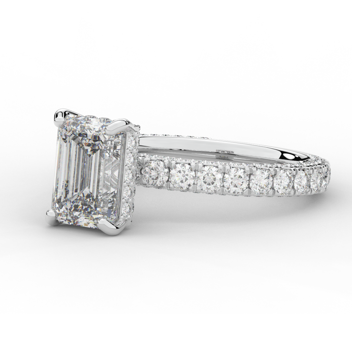 3.00CT.TW EMERALD CUT LAB DIAMOND ENGAGEMENT RING - Nazarelle