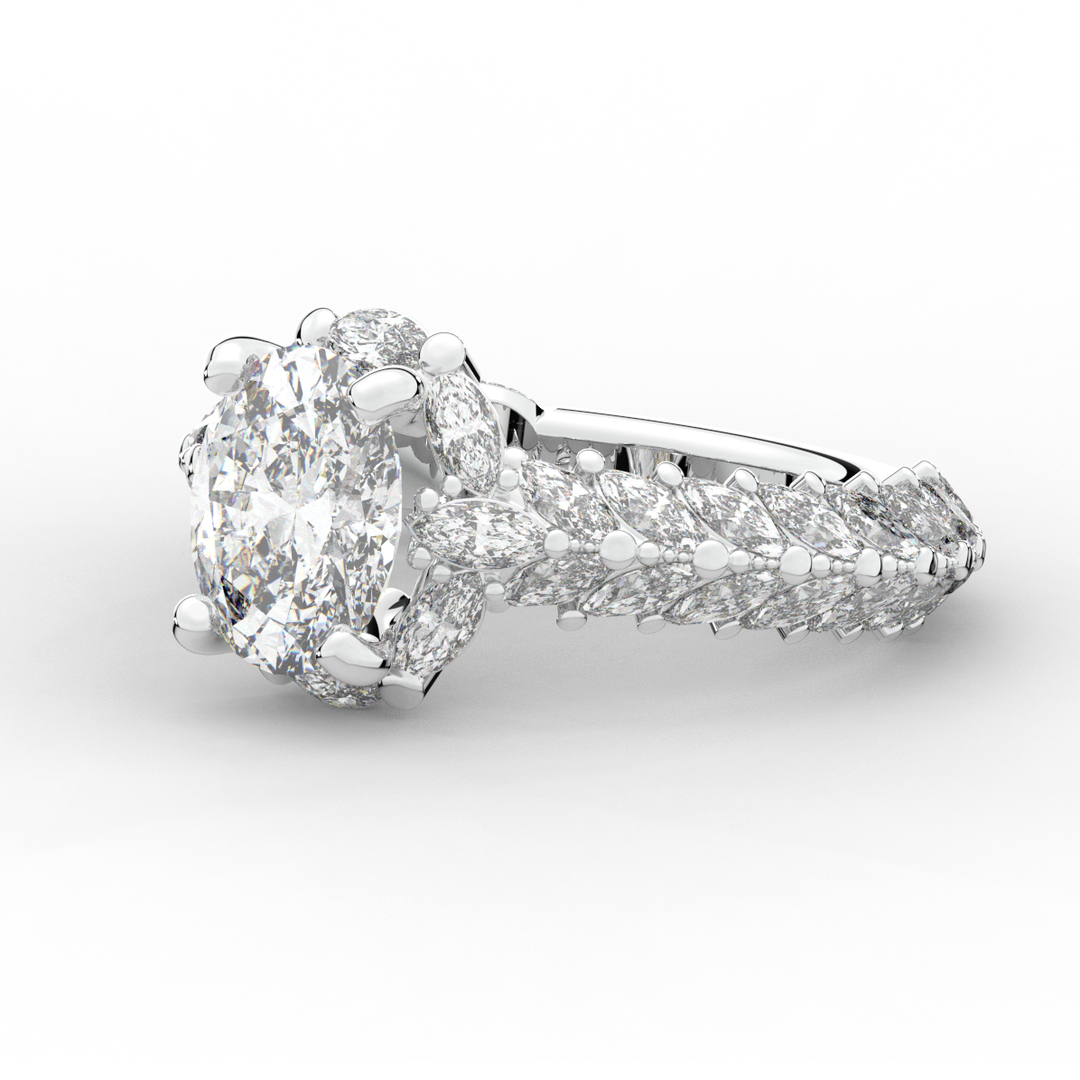 3.10CT.TW OVAL LAB DIAMOND HALO ENGAGEMENT RING - Nazarelle