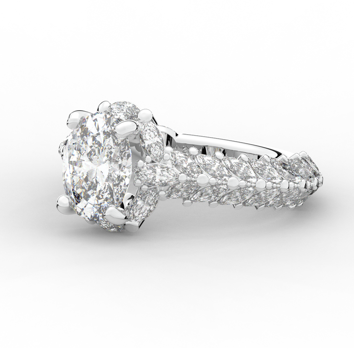 3.10CT.TW OVAL LAB DIAMOND HALO ENGAGEMENT RING - Nazarelle