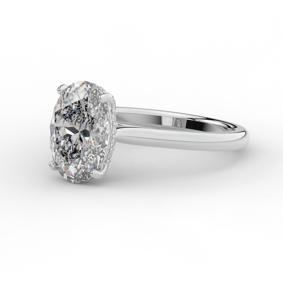 2.05CT.TW OVAL LAB DIAMOND UNDERHALO ENGAGEMENT RING - Nazarelle
