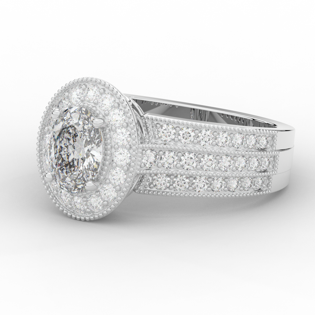 1.80CT.TW OVAL LAB DIAMOND HALO ENGAGEMENT RING - Nazarelle