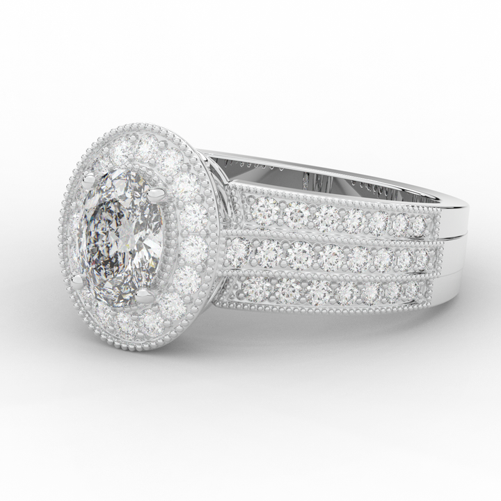 1.80CT.TW OVAL LAB DIAMOND HALO ENGAGEMENT RING - Nazarelle