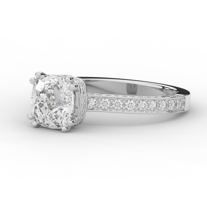2.60CT.TW CUSHION LAB DIAMOND SOLITAIRE ENGAGEMENT RING - Nazarelle