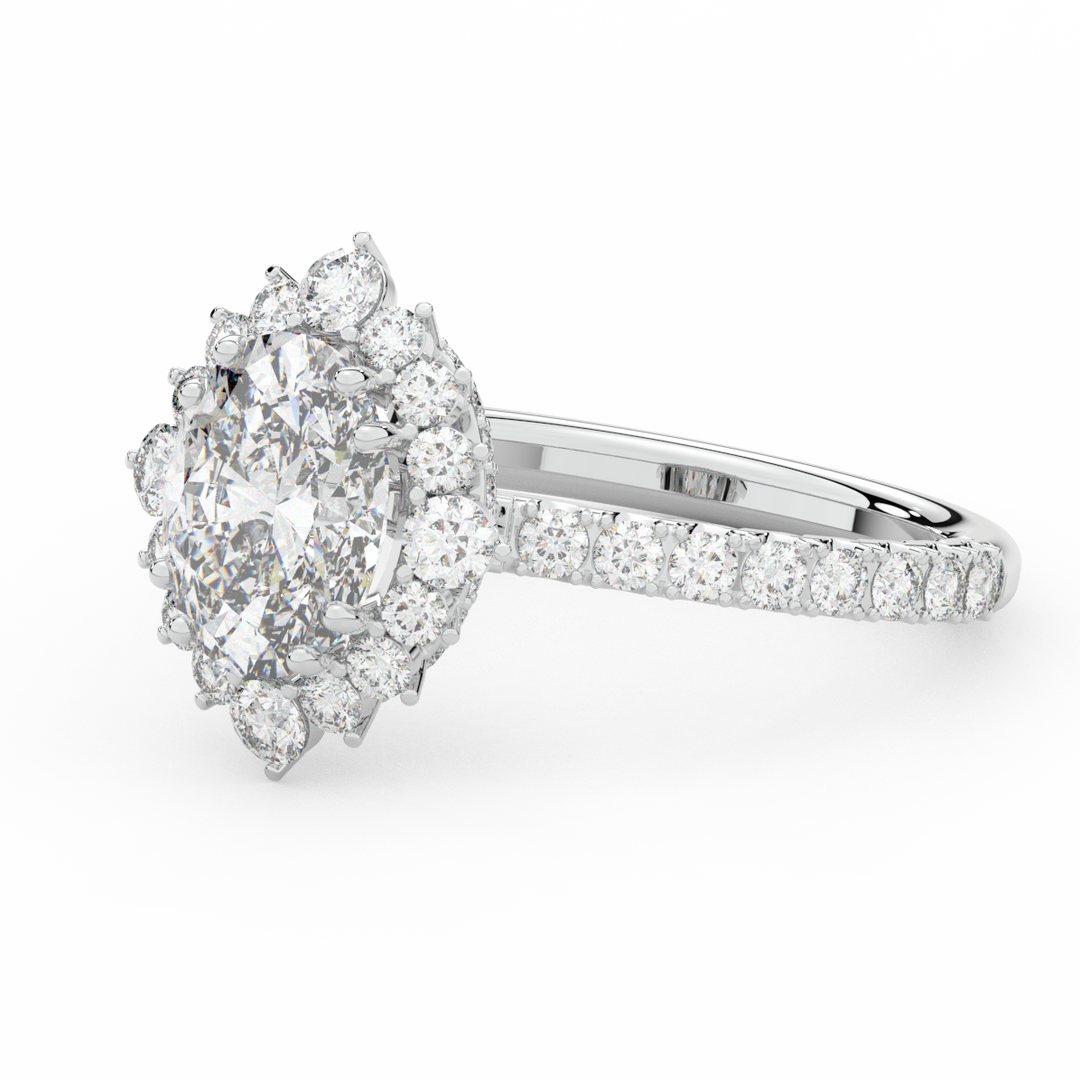 2.80CT.TW OVAL LAB DIAMOND HALO ENGAGEMENT RING - Nazarelle
