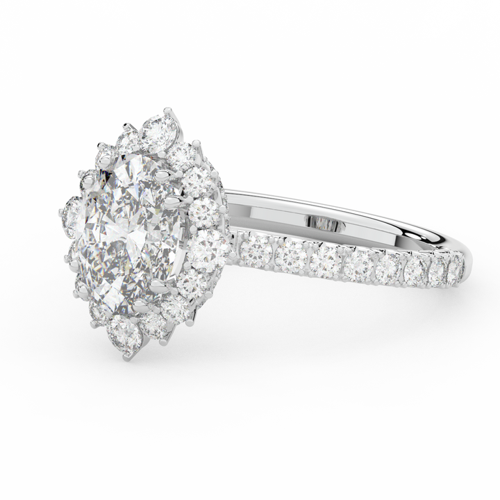 2.80CT.TW OVAL LAB DIAMOND HALO ENGAGEMENT RING - Nazarelle