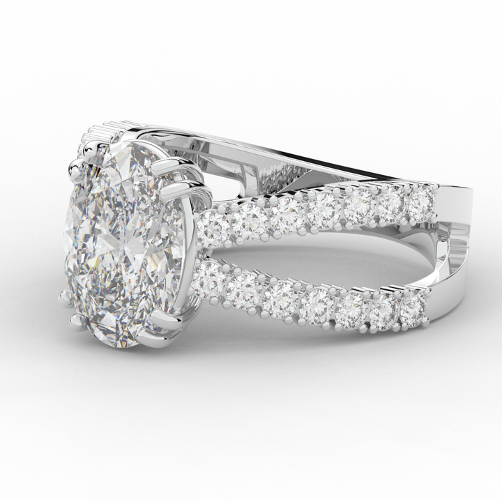 3.75CT.TW OVAL LAB DIAMOND SPLIT BAND ENGAGEMENT RING