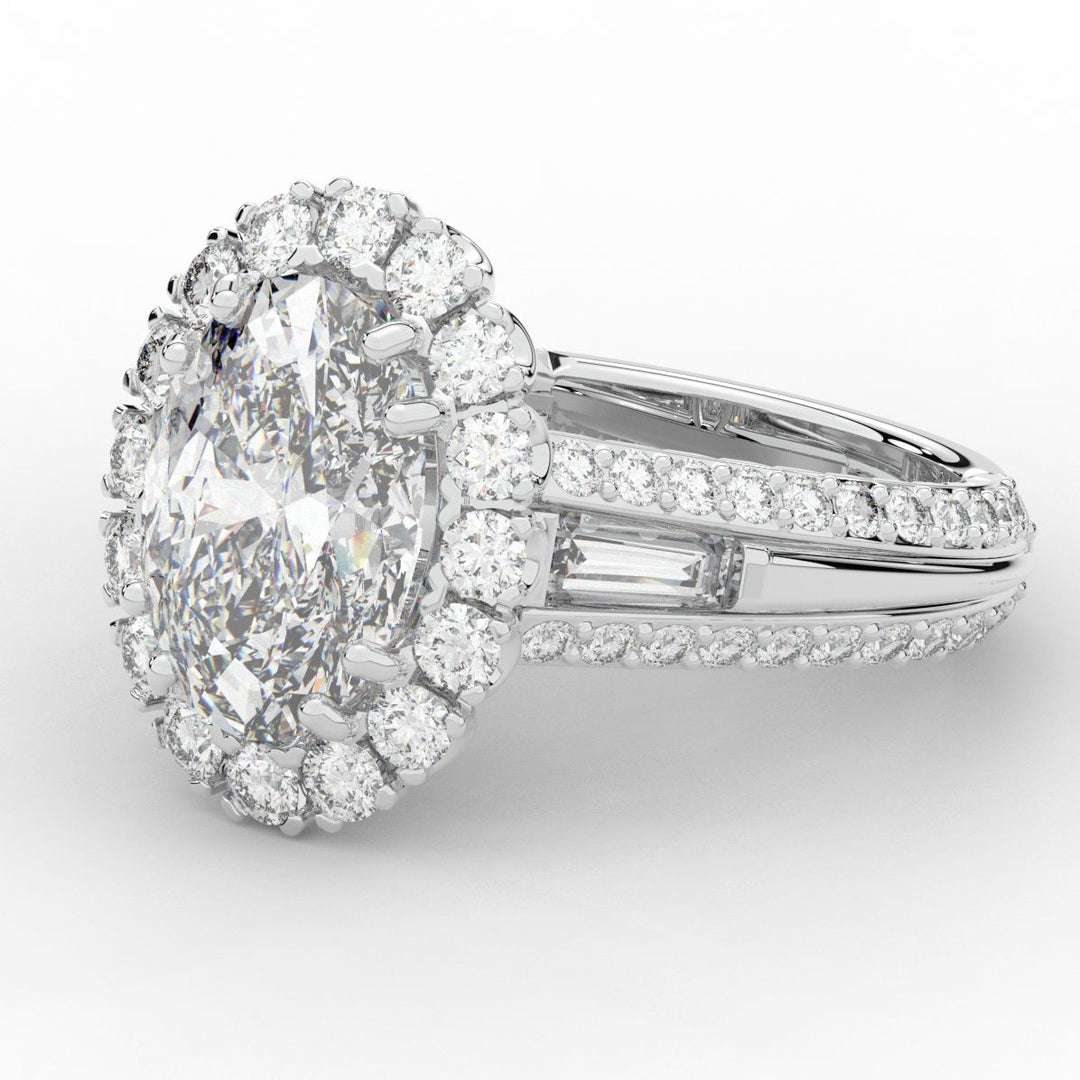 5.75CT.TW OVAL LAB DIAMOND HALO ENGAGEMENT RING - Nazarelle