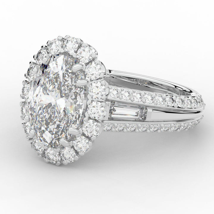 5.75CT.TW OVAL LAB DIAMOND HALO ENGAGEMENT RING - Nazarelle