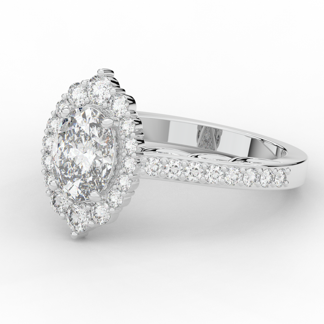 1.75CT.TW OVAL LAB DIAMOND HALO ENGAGEMENT RING - Nazarelle
