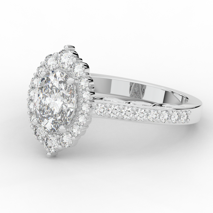 1.75CT.TW OVAL LAB DIAMOND HALO ENGAGEMENT RING - Nazarelle