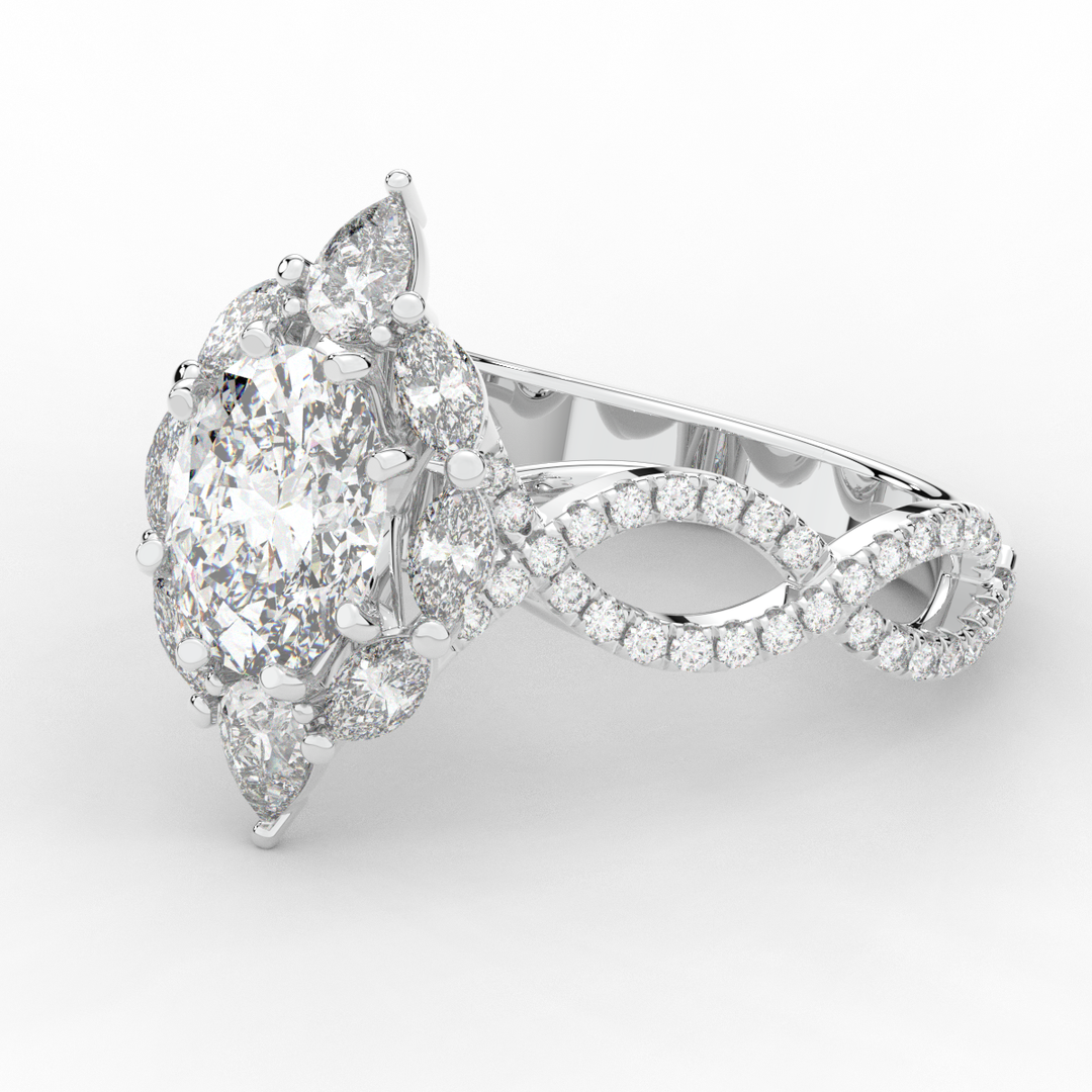3.00CT.TW OVAL LAB DIAMOND HALO ENGAGEMENT RING - Nazarelle
