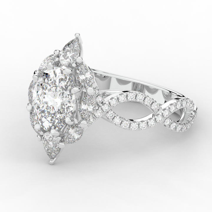 3.00CT.TW OVAL LAB DIAMOND HALO ENGAGEMENT RING - Nazarelle