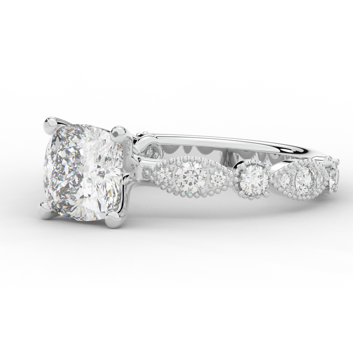 2.50CT.TW CUSHION LAB DIAMOND SOLITAIRE ENGAGEMENT RING - Nazarelle