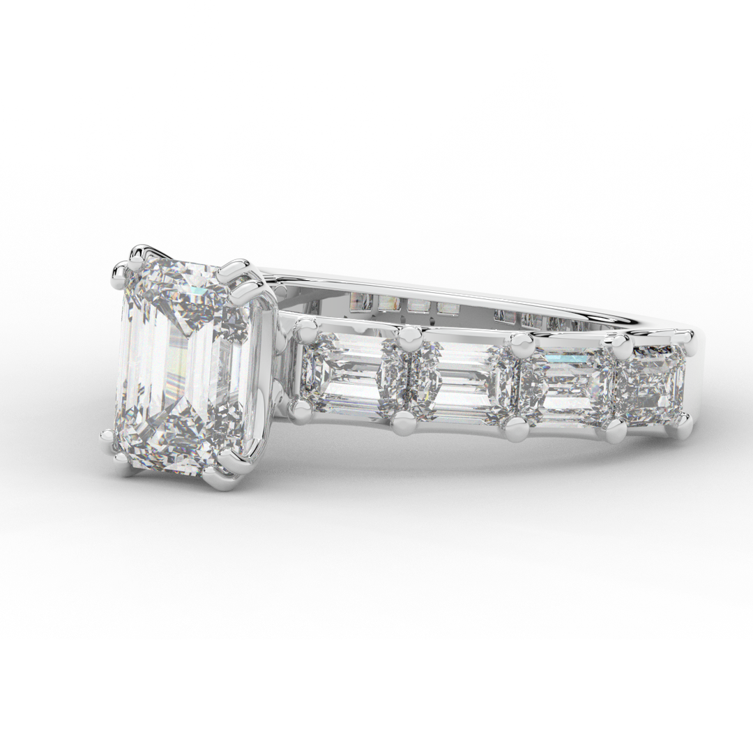 3.75CT.TW EMERALD CUT LAB DIAMOND SOLITAIRE ENGAGEMENT RING