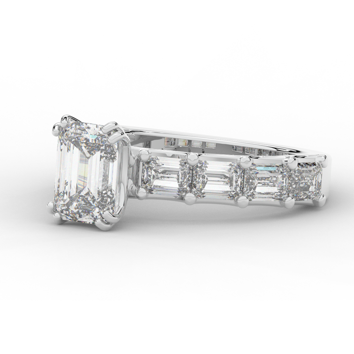 3.75CT.TW EMERALD CUT LAB DIAMOND SOLITAIRE ENGAGEMENT RING