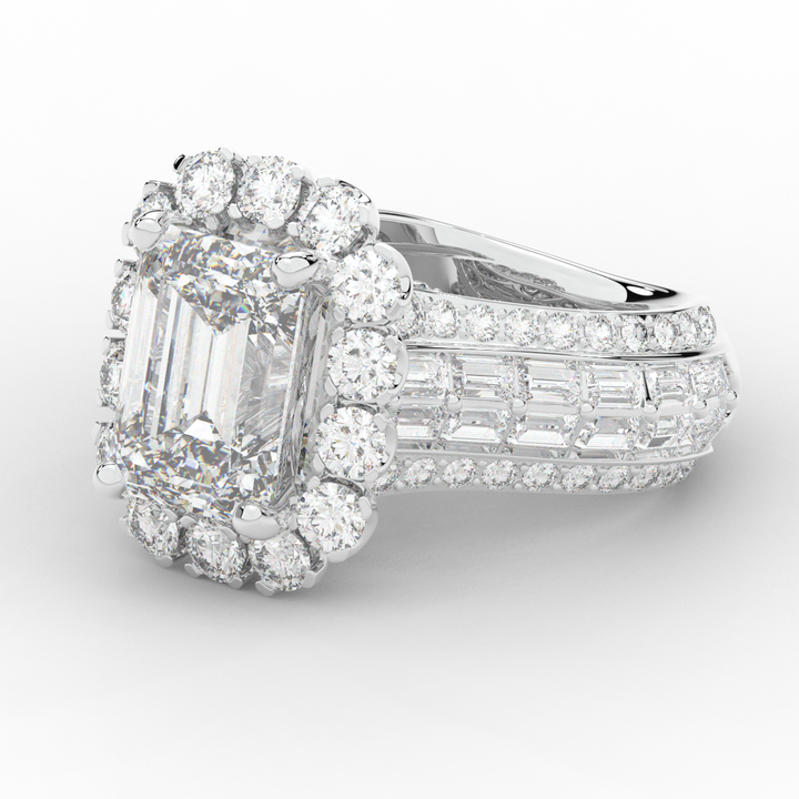 8.00CT.TW EMERALD CUT LAB DIAMOND HALO ENGAGEMENT RING - Nazarelle
