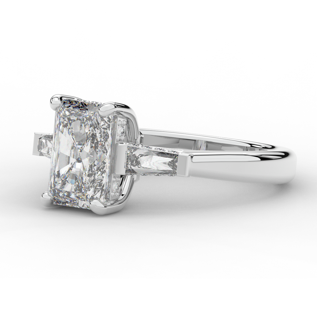 3.45CT.TW RADIANT LAB DIAMOND 3 STONE ENGAGEMENT RING - Nazarelle