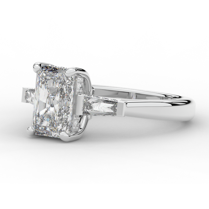 3.45CT.TW RADIANT LAB DIAMOND 3 STONE ENGAGEMENT RING - Nazarelle