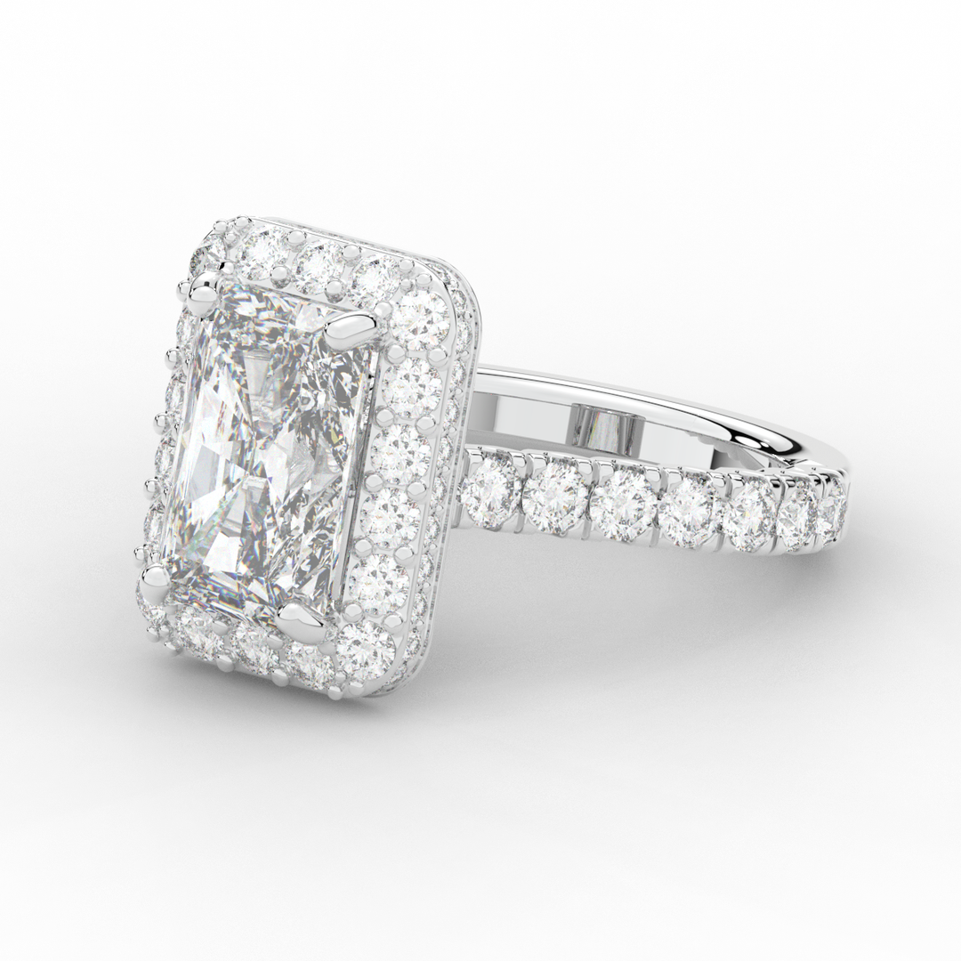 4.50CT.TW RADIANT LAB DIAMOND HALO ENGAGEMENT RING - Nazarelle