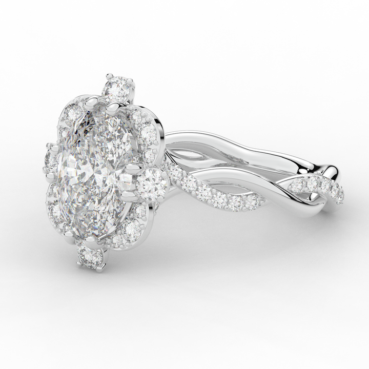 2.70CT.TW OVAL LAB DIAMOND HALO ENGAGEMENT RING - Nazarelle