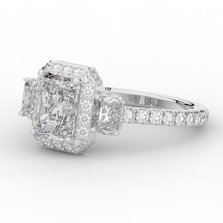 3.20CT.TW RADIANT LAB DIAMOND 3 STONE ENGAGEMENT RING - Nazarelle