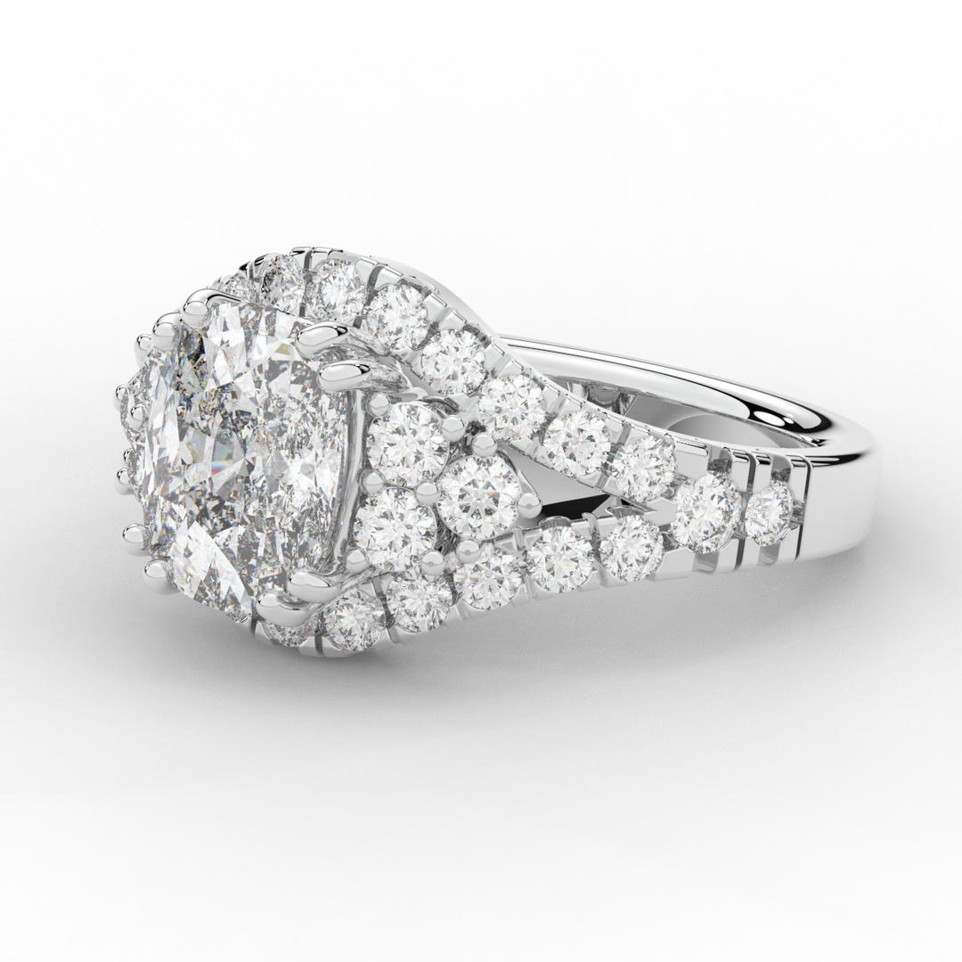 3.10CT.TW CUSHION LAB DIAMOND HALO ENGAGEMENT RING - Nazarelle
