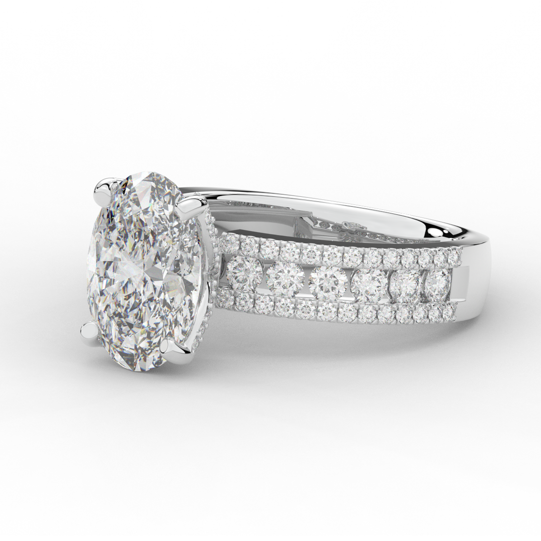 3.95CT.TW OVAL LAB DIAMOND SOLITAIRE ENGAGEMENT RING - Nazarelle