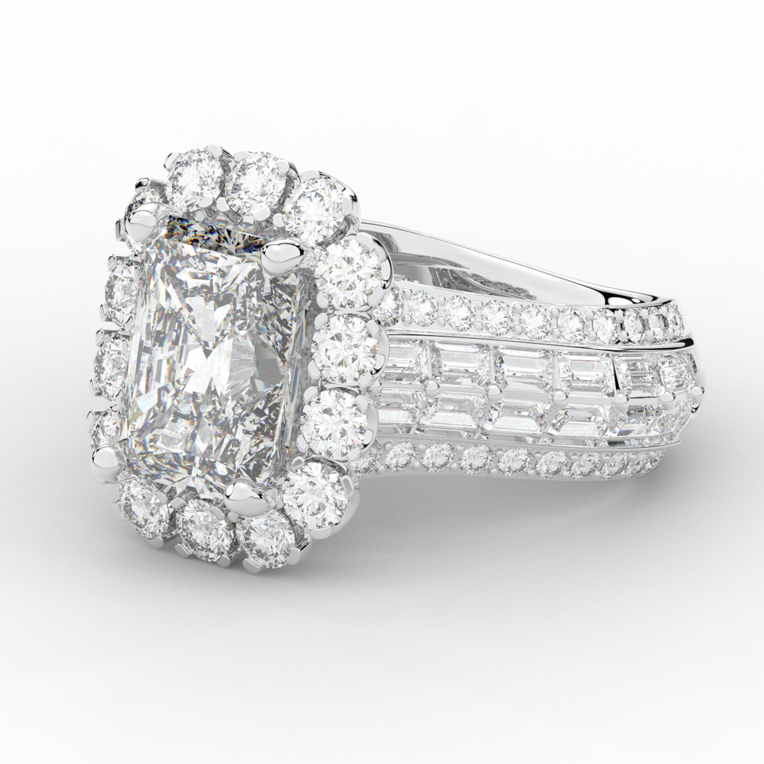 8.00CT.TW RADIANT LAB DIAMOND HALO ENGAGEMENT RING - Nazarelle