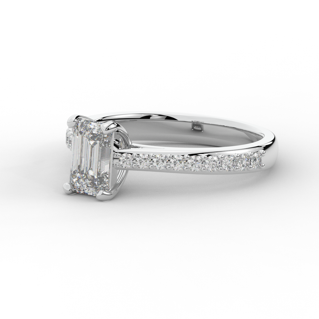 1.25CT.TW EMERALD CUT LAB DIAMOND SOLITAIRE ENGAGEMENT RING - Nazarelle