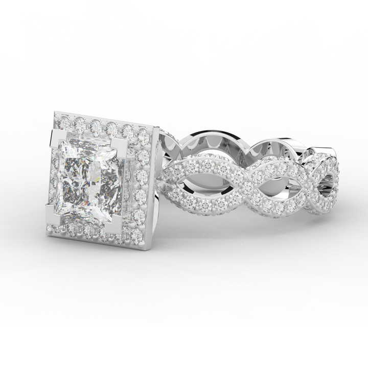 2.40CT.TW PRINCESS LAB DIAMOND HALO ENGAGEMENT RING - Nazarelle