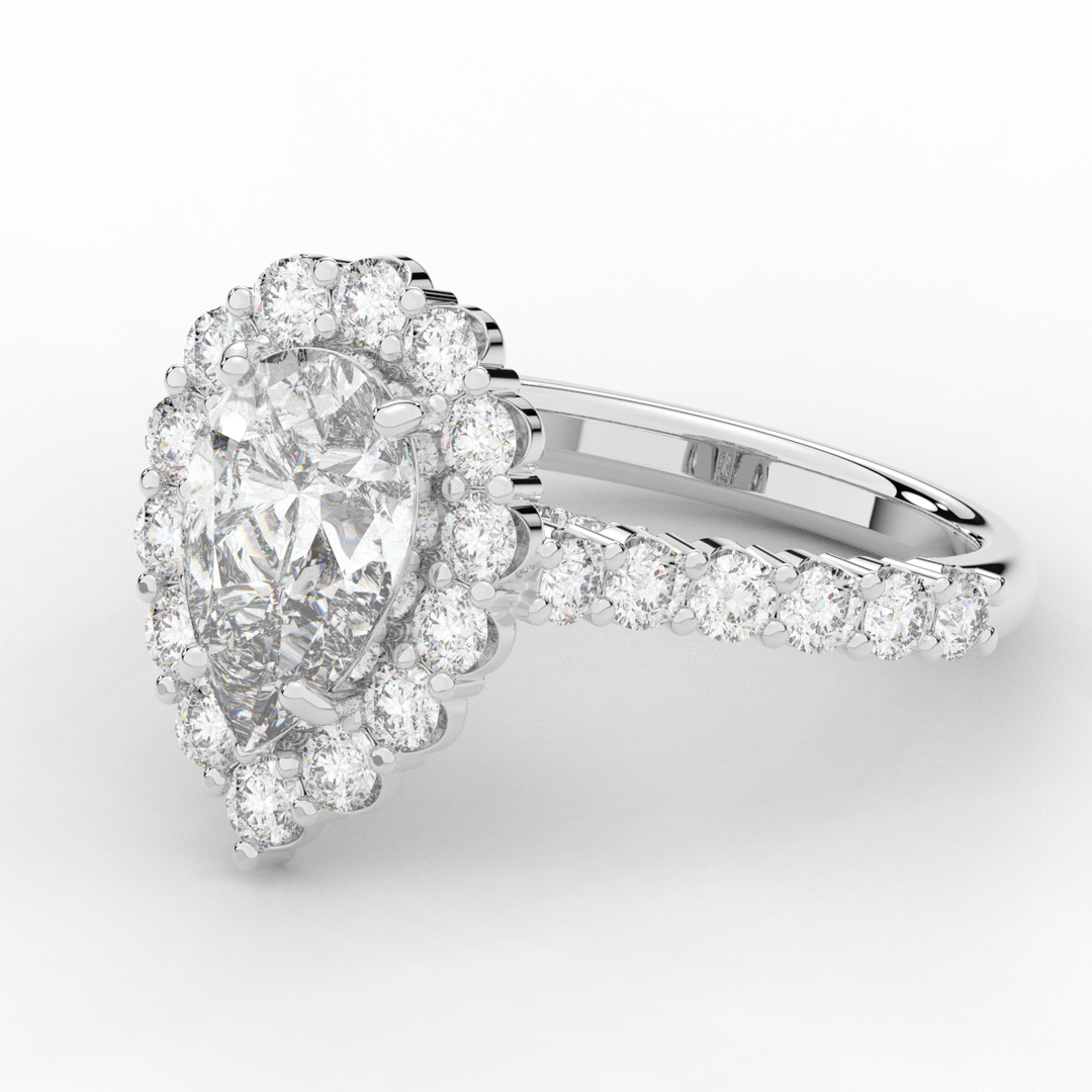 3.10CT.TW PEAR LAB DIAMOND HALO ENGAGEMENT RING - Nazarelle