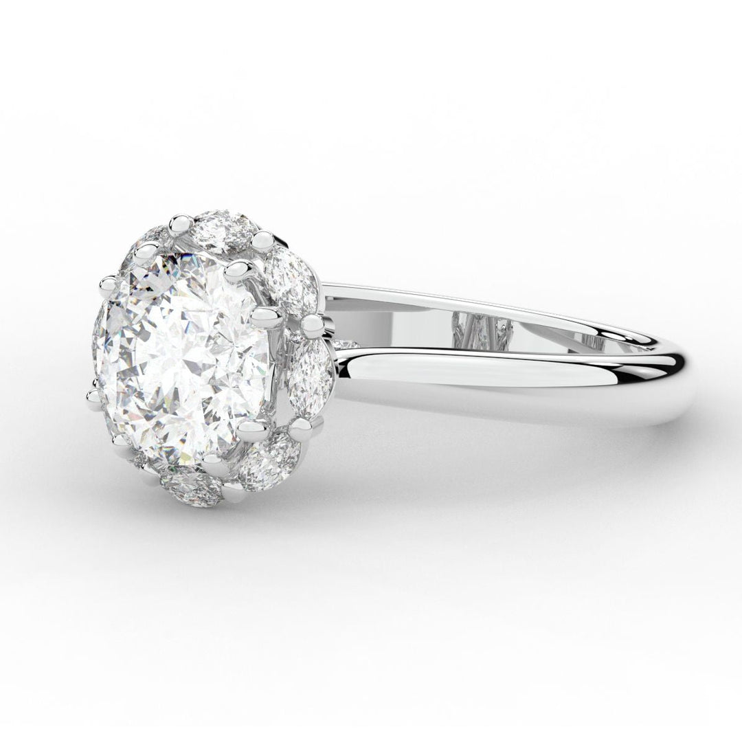 2.40CT.TW ROUND LAB DIAMOND HALO ENGAGEMENT RING - Nazarelle