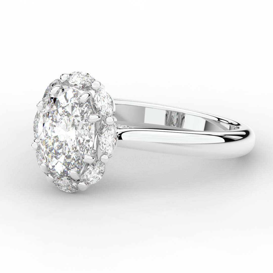 1.90CT.TW OVAL LAB DIAMOND HALO ENGAGEMENT RING - Nazarelle