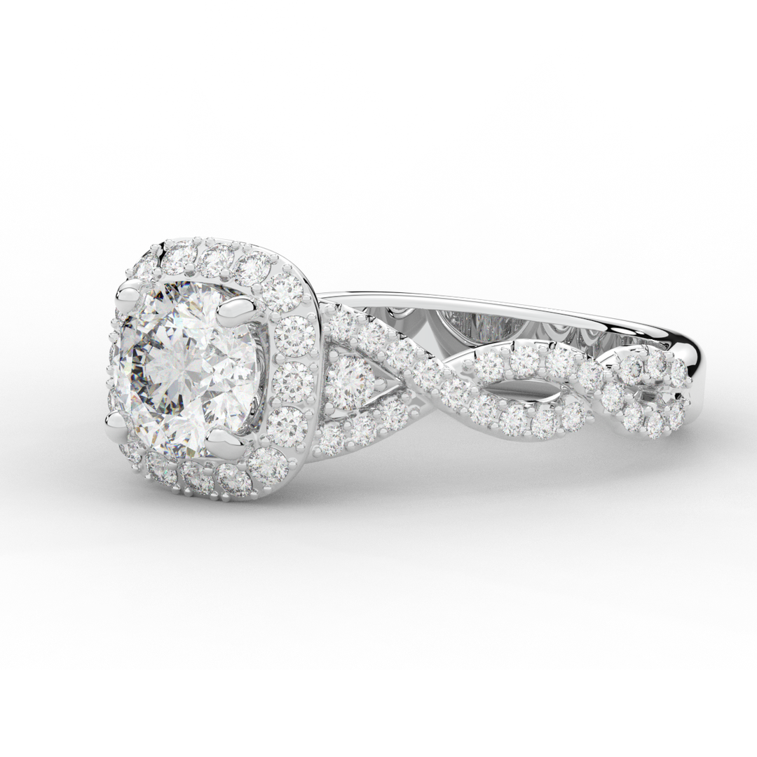 1.30CT.TW ROUND LAB DIAMOND HALO ENGAGEMENT RING - Nazarelle