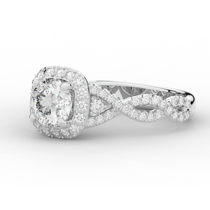 1.30CT.TW ROUND LAB DIAMOND HALO ENGAGEMENT RING - Nazarelle
