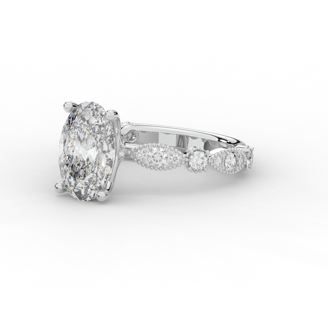 3.50CT.TW OVAL LAB DIAMOND SOLITAIRE ENGAGEMENT RING - Nazarelle